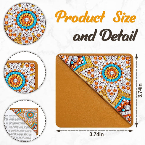 4 WIVICO pcs Diamond Painting Bookmarks, DIY Diamond Art Kits for Adults, Book Corner - Protecting Bookmark Craft