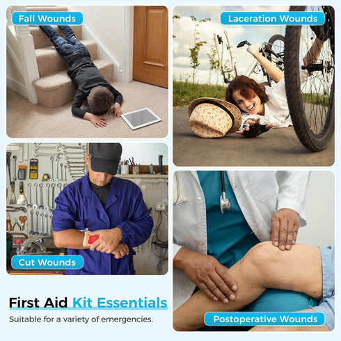 4 Wound Closure Device Pcs - Zip Sutures & Butterfly Bandage | Stitchless Wound Repair, Rapid Hemostasis for Hiking