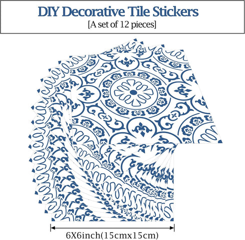 Peel & Stick Tile Stickers, 12 PCS Self Adhesive Backsplash Decorative Wall Stickers for Kitchen Bathroom, Waterproof