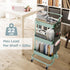 DTK 3 Tier Metal Utility Rolling Cart, Table Top & Side Bags, Storage Organizer with Wheels, Green