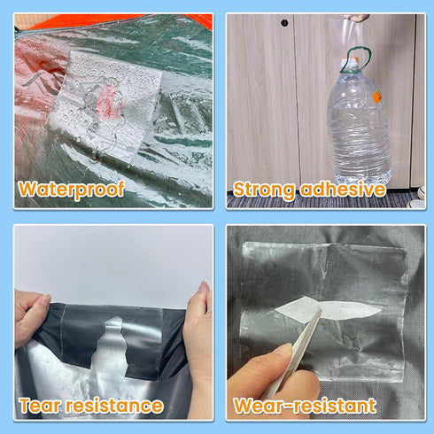 Waterproof Repair Tape for Fabric, Heavy Duty Clear Patch for Awning, RV Roof, Tent, Sail, and Boat Cover