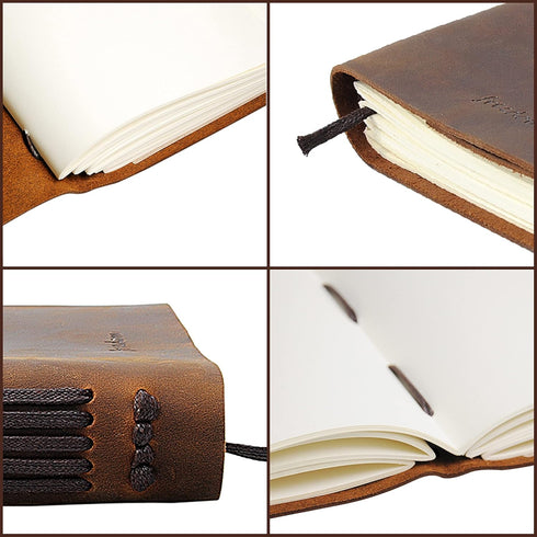 Leather Bound Journal for Men and Women, Handmade Gift Set with Mountain Embossed Journal and Stylish Pen (300 Pages,