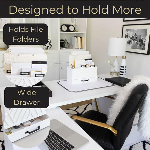 BLU MONACO Mail Organizer for Home, White Wooden Desk Bill Organizer with Drawer for Kitchen Countertop