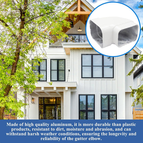 Gutter Elbow 2x3 90 Degree Downspout Connector, Roofing Gutters Rainwater Drainage Extension (Style B, Aluminum)