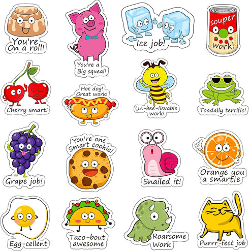 Clabby 400 Pieces Punny Teacher Stickers, Motivational Reward Stickers for Kids Classroom, Positive Encouragement