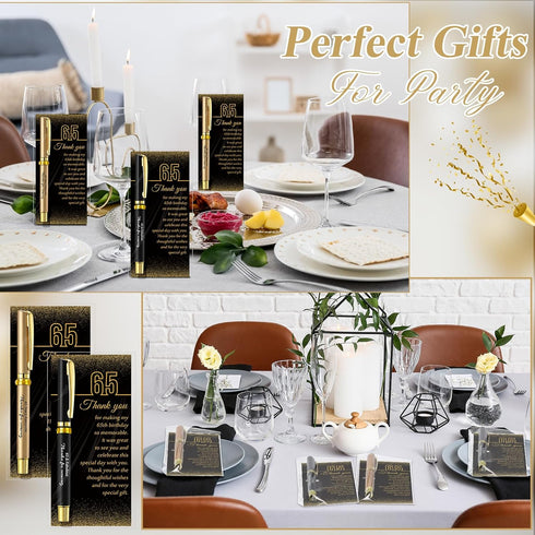 Feifeiya 50 Set 65th Birthday Party Favor for Guest Anniversary Party Favor with Black and Gold Ballpoint Pens