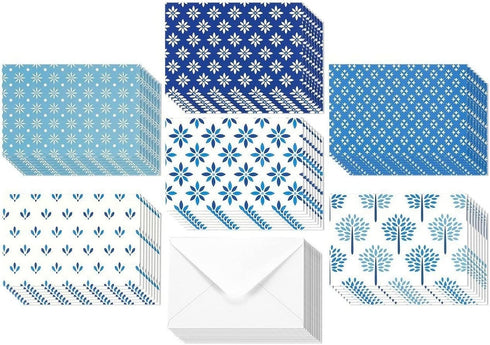 BEST PAPER GREETINGS 48 Pack Blue Stationery Notecards and Envelopes Set - 4x6-Inch Thank You Notes