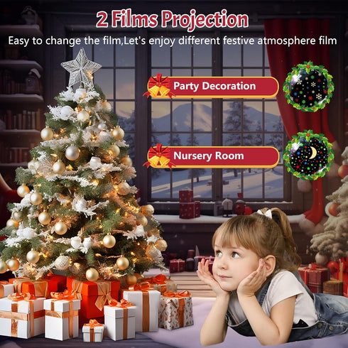 Christmas Projector Night Light Indoor, Snowflake NightLight for Room Decor, Kids Star Projector Night Light