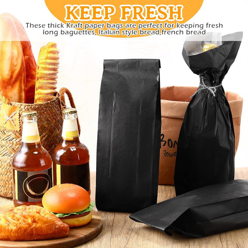 150 Packaging 4.5 2.5 16 Inches(Black) Yahenda Pieces Paper Bread Bag French Breads Storage Bags Disposable Homemade