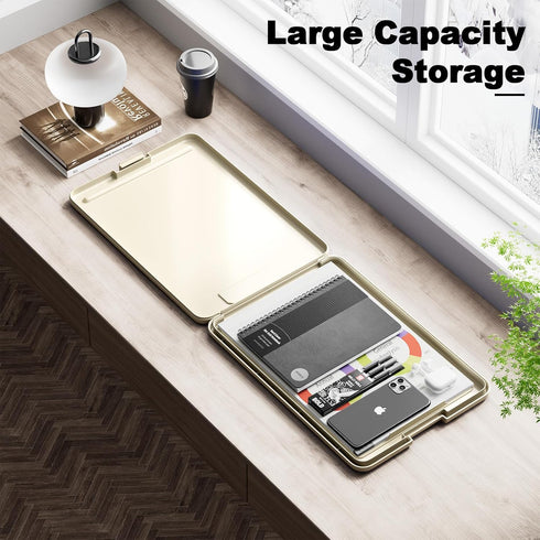 Hongri Clipboard with Storage, Heavy Duty Foldable Nursing Clipboards for Office School Supplies, Khaki Clip Board Case