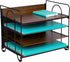 Office Organizer with 4 Tiers, Desk File Organizer with Wood Patterned Shelves for Storage of Paper, Bills, Letters