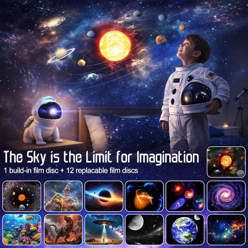 JIWYJOT Upgraded Planetarium Projector with White Noise & Bluetooth Speaker, Astronaut Space Light Galaxy Projector