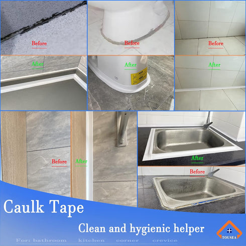 White Caulk Tape for Bathtub Self Adhesive,1.5" x 19.7Ft sealant Caulk Caulk Strip Caulking Sealing Tape for Kitchen Countertop,Bathroom,Toilet,and Bathtub Floor Wall Edge Protector