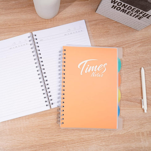 Yoment 5 Subject Notebook with Tabs, 8"x 10", Large Notebook with Dividers, 240 Pages, Plastic Hardcover, Orange