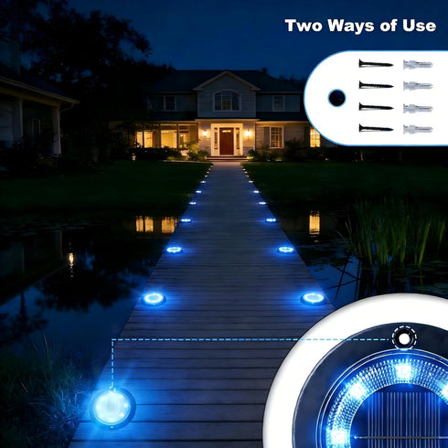 2-in-1 2 Pack) Flacchi Solar Lights Outdoor Waterproof - Solar Powered Ground Lights Outdoor Solar Disk Light Landscape