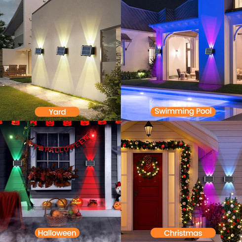 KLCZONE Decorations(1 Pack) Solar Wall Lights Outdoor Waterproof Up and Down, Fence Lights Solar Powered, Outdoor Solar