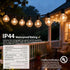 25Ft G40 27 Bulbs, E12 5W Abeja Outdoor Patio String Lights, Outdoor Globe String Lights with Clear Hanging Light