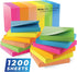 Sticky Notes 3x3 in (12 Pads), Bright Colored Super Self Sticky Pads, 100 Sheets/Pad, Easy to Post for School, Office