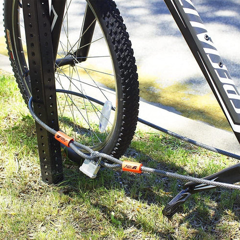 7FT 10mm (3/8") BV Heavy-Duty Security Cable Lock with Loops Extra Thick Braided Steel, Cut-Resistant & Weatherproof