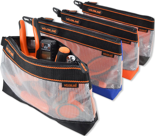 WELKINLAND Clear Tool Pouch, 4PCS Tool pouches, 13" Tools pouch, Zipper tool