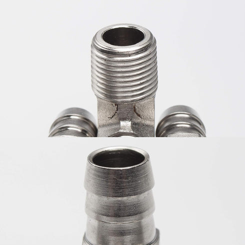 LTWFITTING 90 Degree Elbow Stainless Steel 316 Barb Fitting, 1/2" ID Hose x 3/8" Male NPT (Pack of 5)