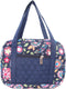DIWI Extra Large Bible Cover, 11.25 x 8.25 x 2.75 Inches Quilted Cotton Tote Case (XL, C2 Navy Flowers)