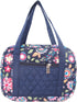 DIWI Extra Large Bible Cover, 11.25 x 8.25 x 2.75 Inches Quilted Cotton Tote Case (XL, C2 Navy Flowers)