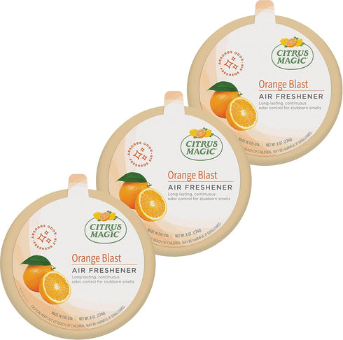Citrus Magic Odor Absorbing Solid Air Freshener, Orange Blast, 8-Ounce, Pack of 3