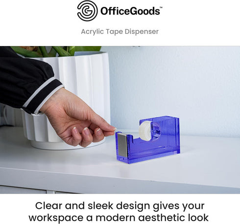 OfficeGoods Modern Acrylic Tape Dispenser - Non-Slip Rubber Holder, Perfect for Home, School, or Office Desk