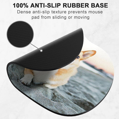 Mouse Pad, Premium-Textured Oval Computer Mousepad, 8.7" x 7.1", Thick 3mm Anti-Slip Waterproof Rubber Mouse Mat, Cute