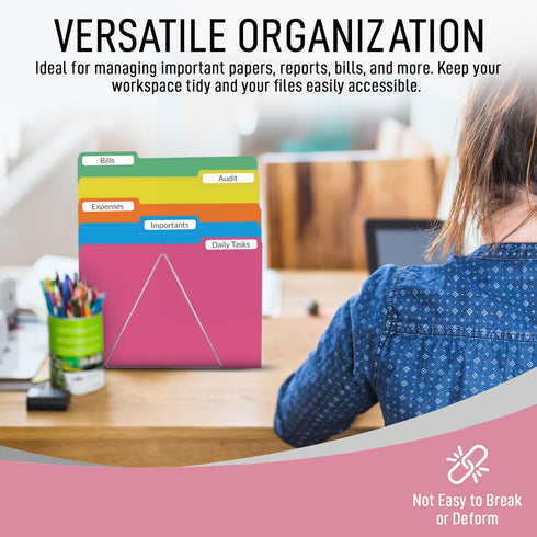 Pink File Folders, 1/3-Cut Tabs, Letter Size, 12-Pack, Durable Office Filing Folders for Documents and Papers