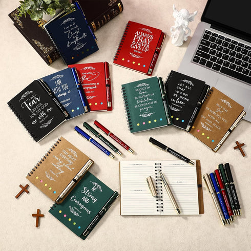 Spakon 20 Set Christian Gifts Bulk - Sticky Note Spiral Notebook and Prayer Journal for Women