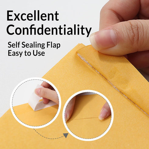 SUNEE 9x12 Envelopes, Self-Seal Catalog Mailing, 100 Count, Ultra Strong Quick-Seal, Brown Kraft