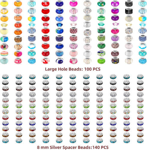 Geyee 300 Pcs Plastic Beadable Pen Set, 20 Bead Ballpoint Pen, 40 Extra Refill, DIY Bead Pen for Back to School Supplies