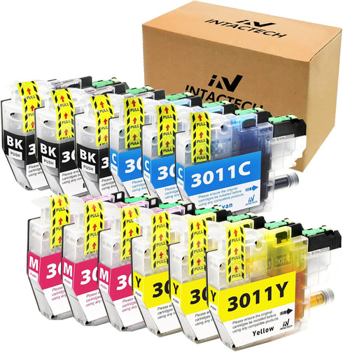 Intactech Compatible Ink Cartridges for Brother LC-3011 (3 Sets-12 Pack) for MFC-J491DW, MFC-J497DW, MFC-J690DW