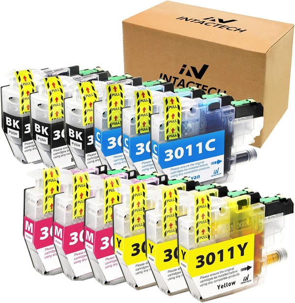 Intactech Compatible Ink Cartridges for Brother LC-3011 (3 Sets-12 Pack) for MFC-J491DW, MFC-J497DW, MFC-J690DW