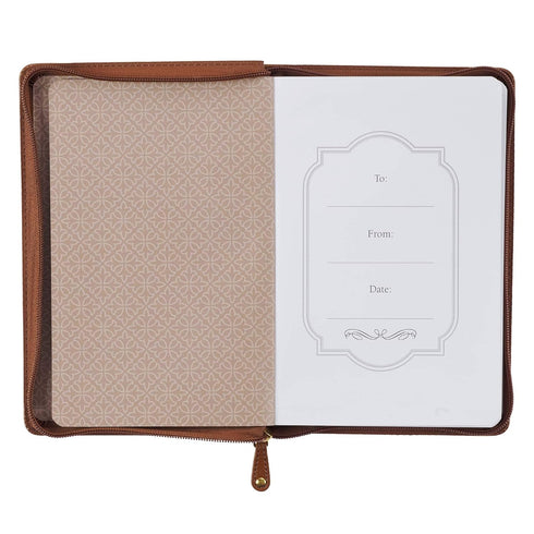 Classic Faux Leather Journal, I Know The Plans Jeremiah 29:11 Bible Verse, Brown, Lined Pages, Zipper Closure