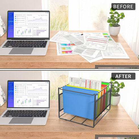 Hanging File Folder Frame, Letter/Legal Size, Desk Organizer for Filing Cabinet or File Box, 2 Pack