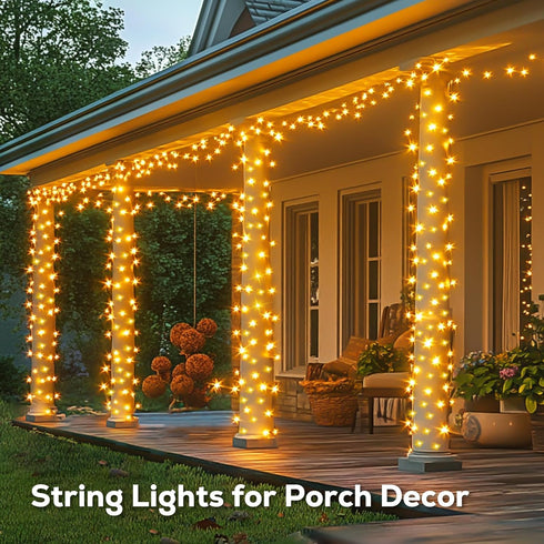 246FT 600 8 LED Christmas Lights Outdoor Waterproof Modes String Lights for Outside Warm White Christmas Tree Lights