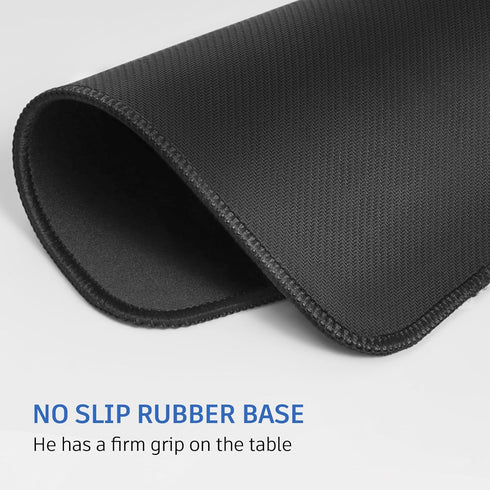 Black Mouse Pad - Cute Splash-proof Textured 10.2 x 8.2 Inch, Stitched Edge Non-Slip Waterproof Rubber