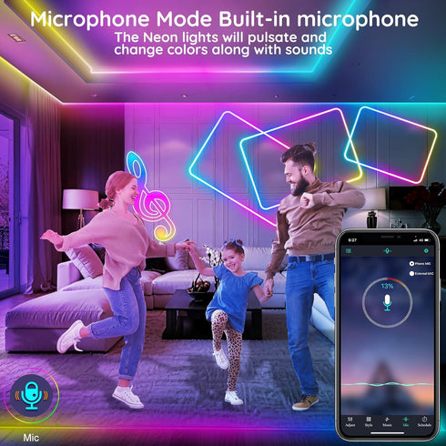 FBZ 20Ft IP65 Led Rope Lights, Flexible Neon Lights Control with App/Remote, Multiple Modes, Outdoor RGB Waterproof