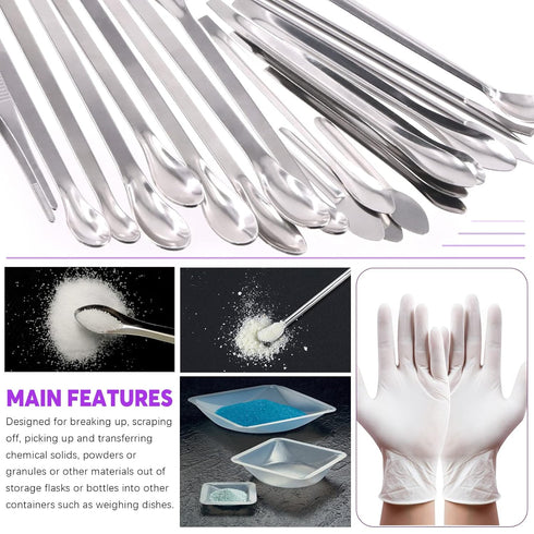 Swpeet 23Pcs Stainless Steel Micro Lab Scoop Spoon Assortment Kit, Pill Filler Tamper Tool for Laboratory