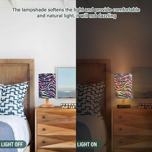 ALAZA Bedside Table Lamp for Bedroom Purple Blue Sparkling Zebra Print Nightstand LED Light Lamps with USB Port Linen