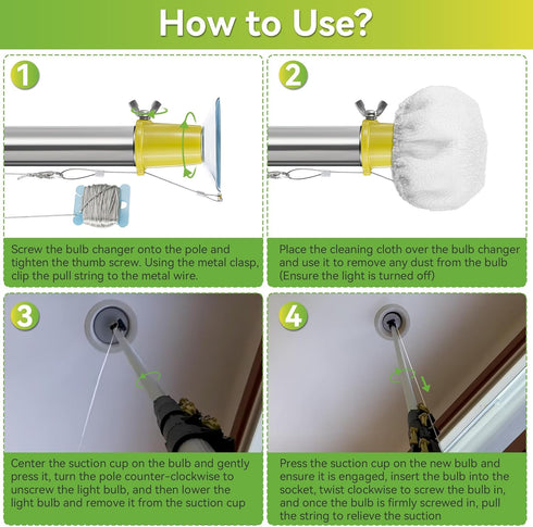 Bulb Bulb Dreyoo Light Changer for High Ceilings and Recessed Lights, Suction Cup Light Changer Compatible