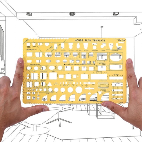 Mr. Pen- House Plan, Interior Design and Furniture Templates - Drafting Tools and Ruler Shapes Set of 3