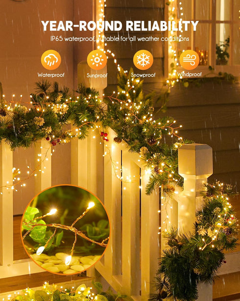 19.6Ft 240 8 Brightown Solar String Lights for Outside, LED Solar String Lights Outdoor Waterproof, Solar Fairy Lights