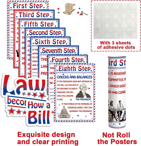 party greeting 11pcs American Bill and Law Bulletin Board Set, US Government History Decor for Middle School Classroom