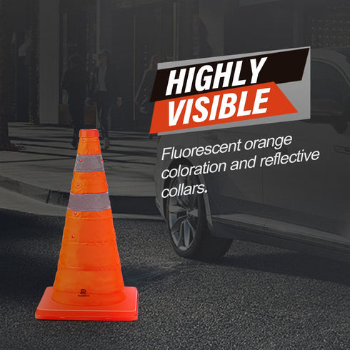 RoadHero 18 Inch Collapsible Traffic Safety Cones, 6 Pack, Multi Purpose Pop-up Cones with Reflective Collar for Road