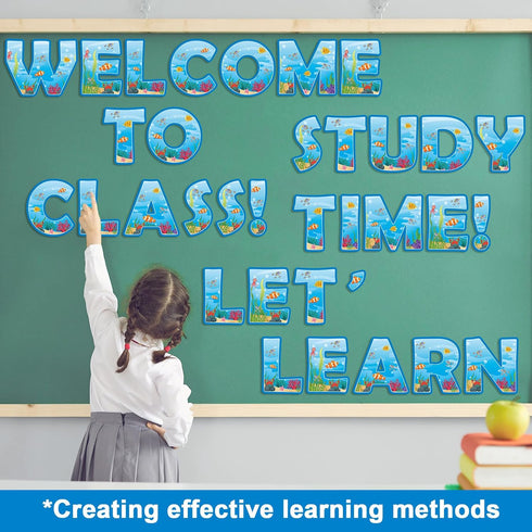 Qyeahkj 150 PCS Large 7" Font Bulletin Board Letters Punctuation Cutout Combo Under The Sea Theme for Classroom Decor