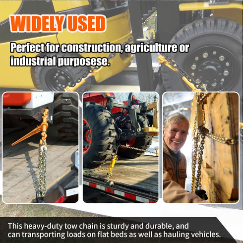 TKK G80 Transport Binder Chain, 3/8 Inch x 8 Foot Heavy Duty Chain for Transporting and Towing Equipment